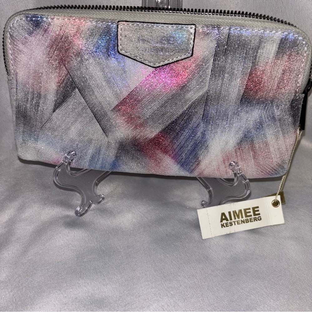 AIMEE KESTENBERG Genuine Leather GALA Double Zip Clutch